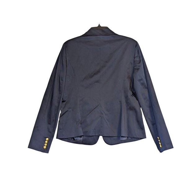 Jones New York Signature Navy Stretch Blazer Womens Size 14 Gold Button Detail N - Picture 7 of 7